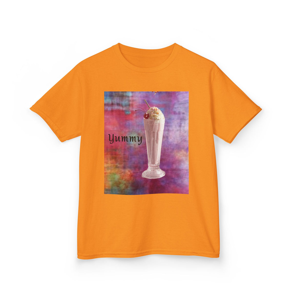 Kids T-shirt — Yummy Strawberry Shake ~ Colorful Abstract Watercolor Square Art