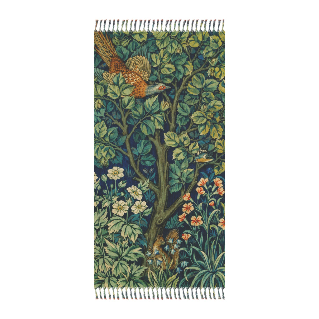 Boho Beach Towel — Vintage Floral & Bird Turkish Peshtemal