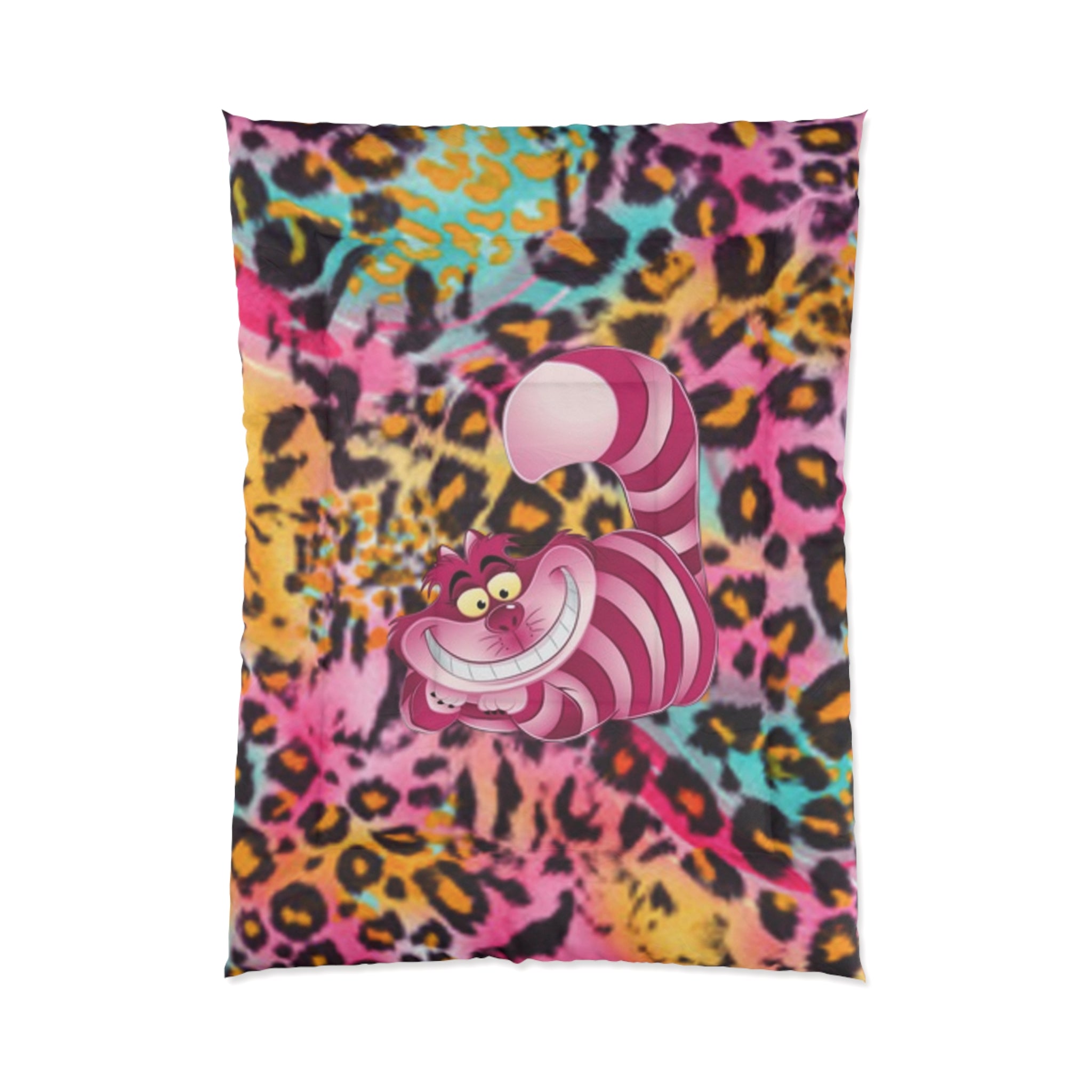 Cheshire Cat Leopard Print Comforter — Colorful Tie-Dye Animal Bedding