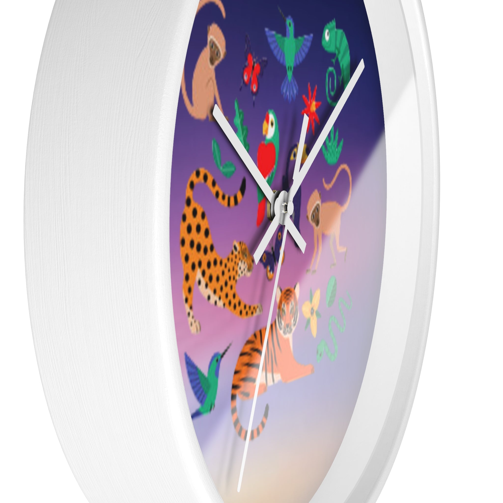 Jungle Friends Wall Clock — Colorful Tropical Animal Decorative Clock