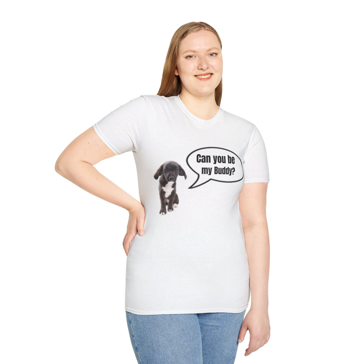 Dog Speech Bubble Can you be my Buddie? T-Shirt — Customizable Puppy Graphic Tee
