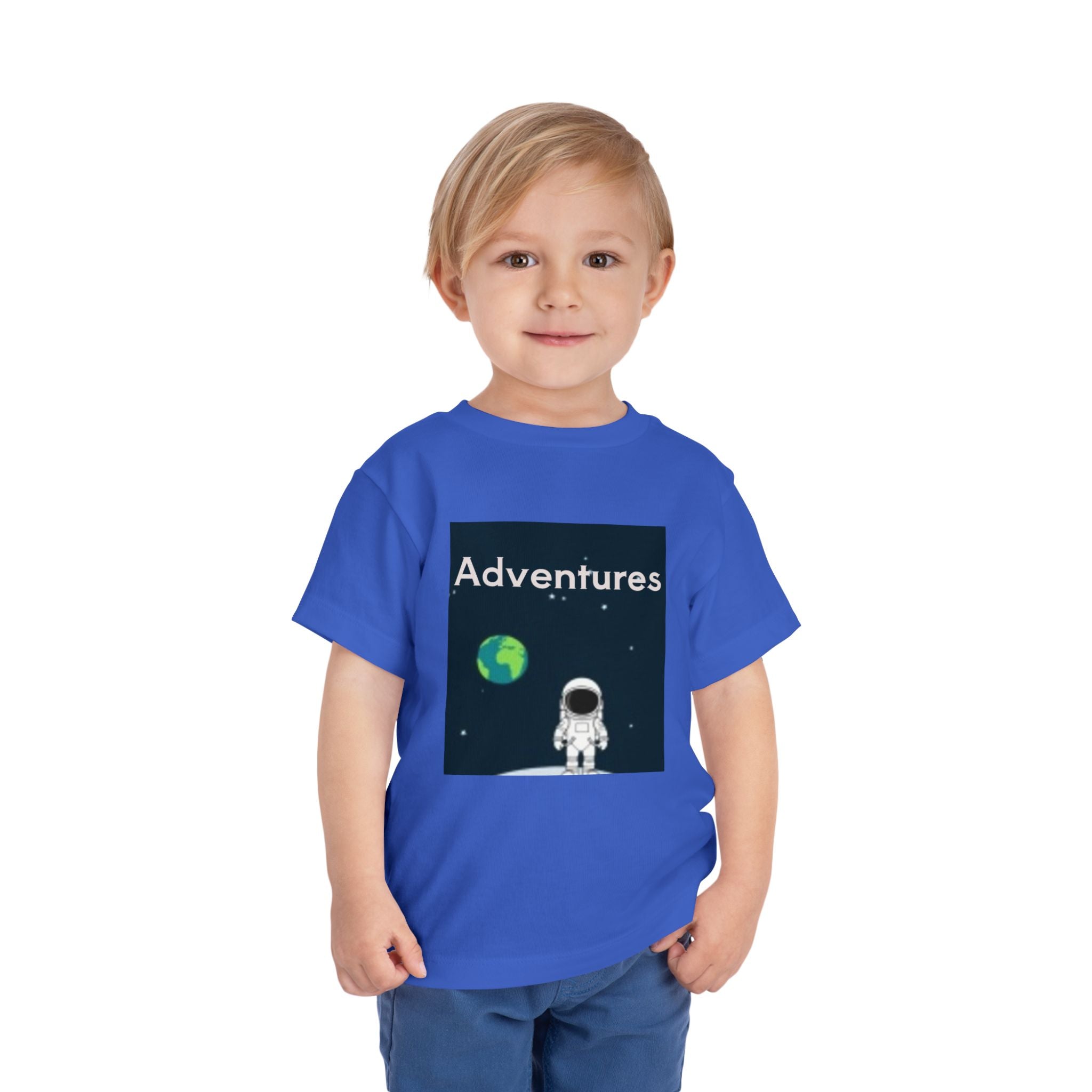 Toddler T-shirt — Adventures Cute Astronaut & Retro Space Rockets Design