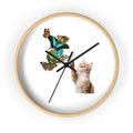 Cat & Butterflies Wall Clock — Cute Cat Reaching for Butterflies Decorative Wall Clock