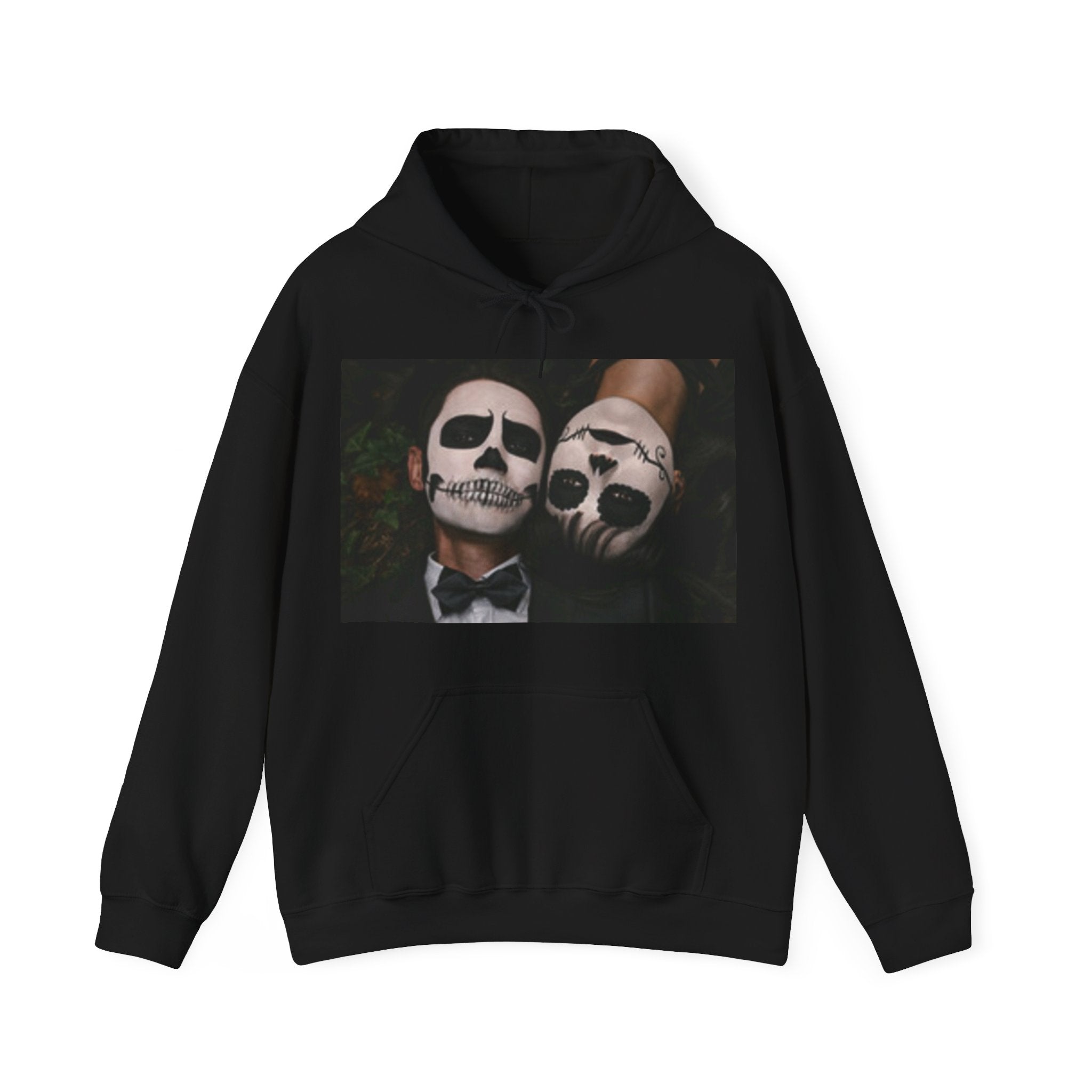Skull Mask Couple Hoodie — Halloween Costume Photo Print