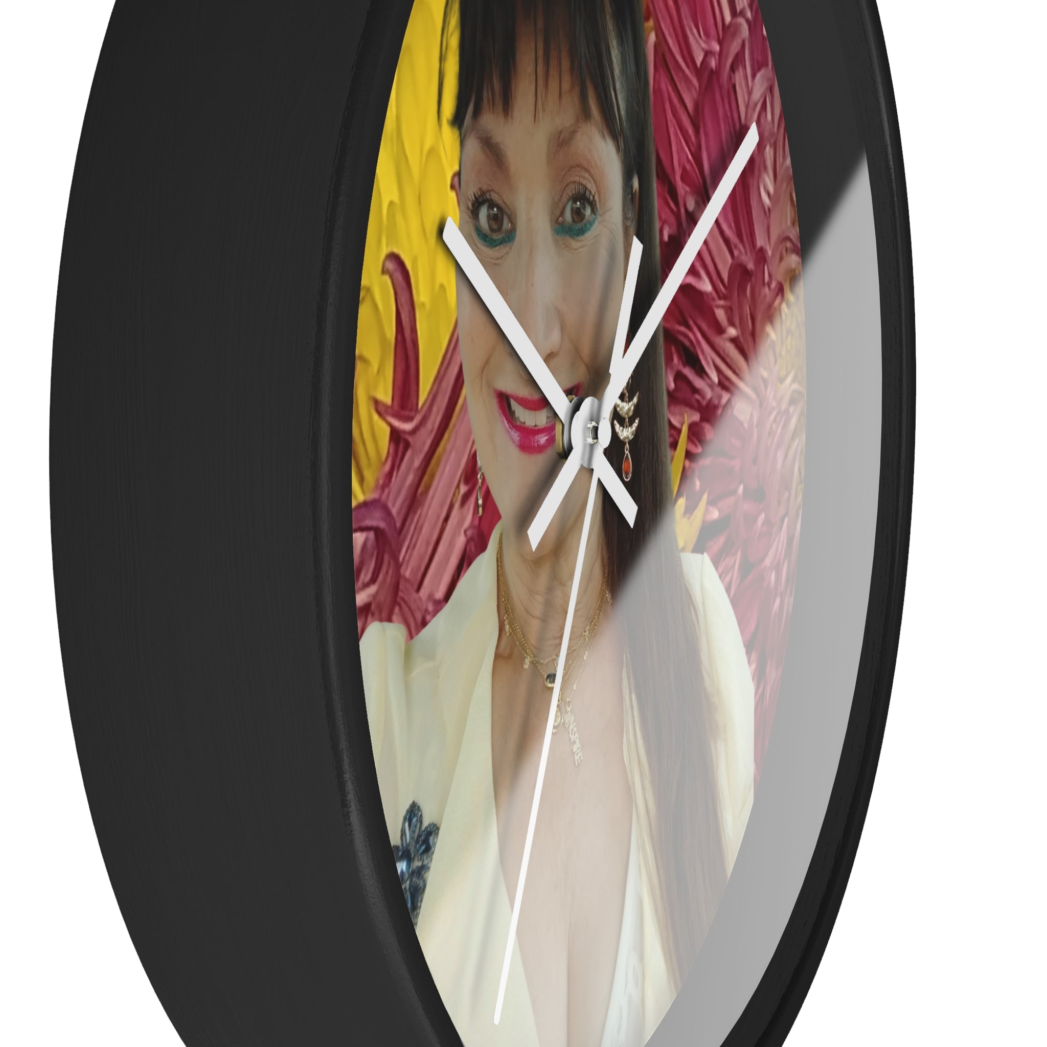Mary Jordan Wall Clock – Bright Yellow & Pink Decorative Timepiece