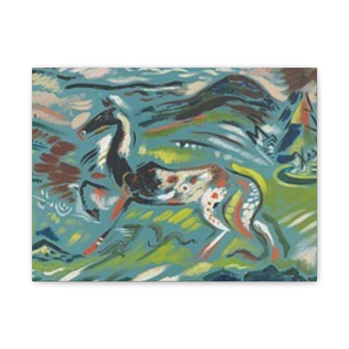 Abstract Horse Canvas Print — Colorful Surreal Animal Art on Stretched Canvas