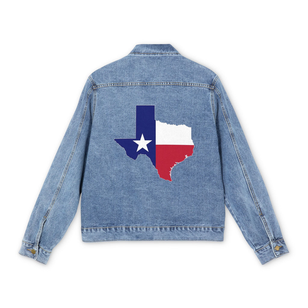 Texas Flag Denim Jacket — Men’s Classic Jean Jacket with Texas State Map Design