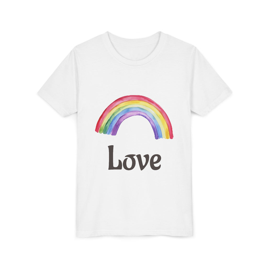 Youth T-shirt — Watercolor Rainbow & Paint Stroke American Flag Kids Shirt