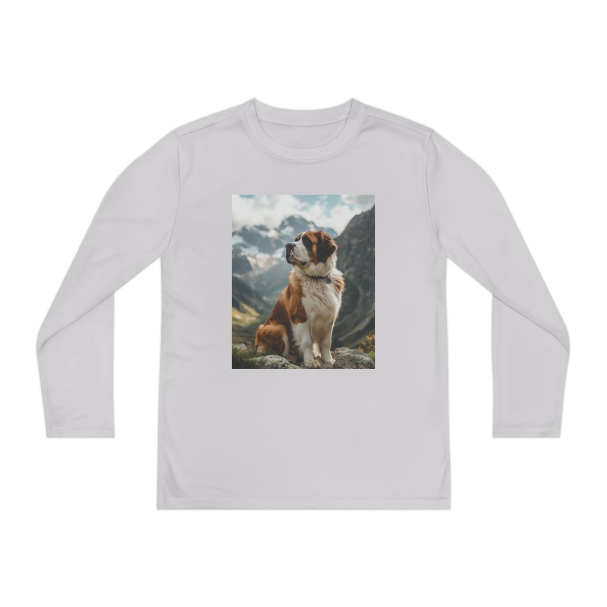 Youth Long Sleeve Tee — St. Bernard Mountain Dog Print