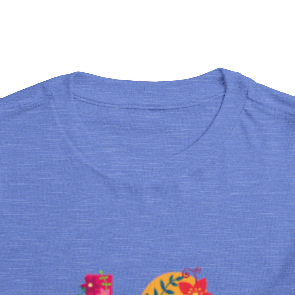 LOVE Floral Toddler T-shirt — Colorful Heart Handprint Kids Shirt