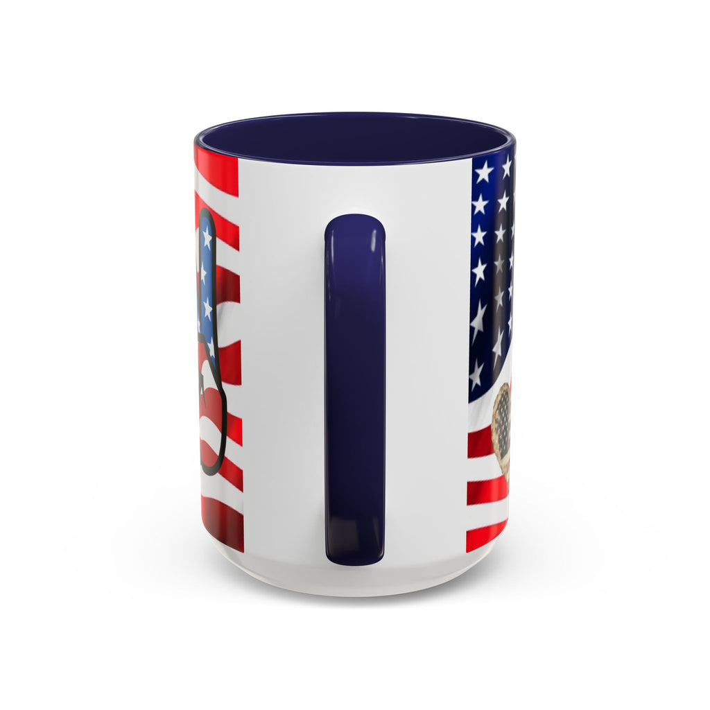 Patriotic President TRUMP Coffee Mug — American Flag Peace Sign & Smile
