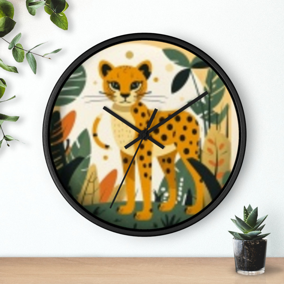 Cheetah Jungle Wall Clock — Cute Safari Nursery & Children  Decor