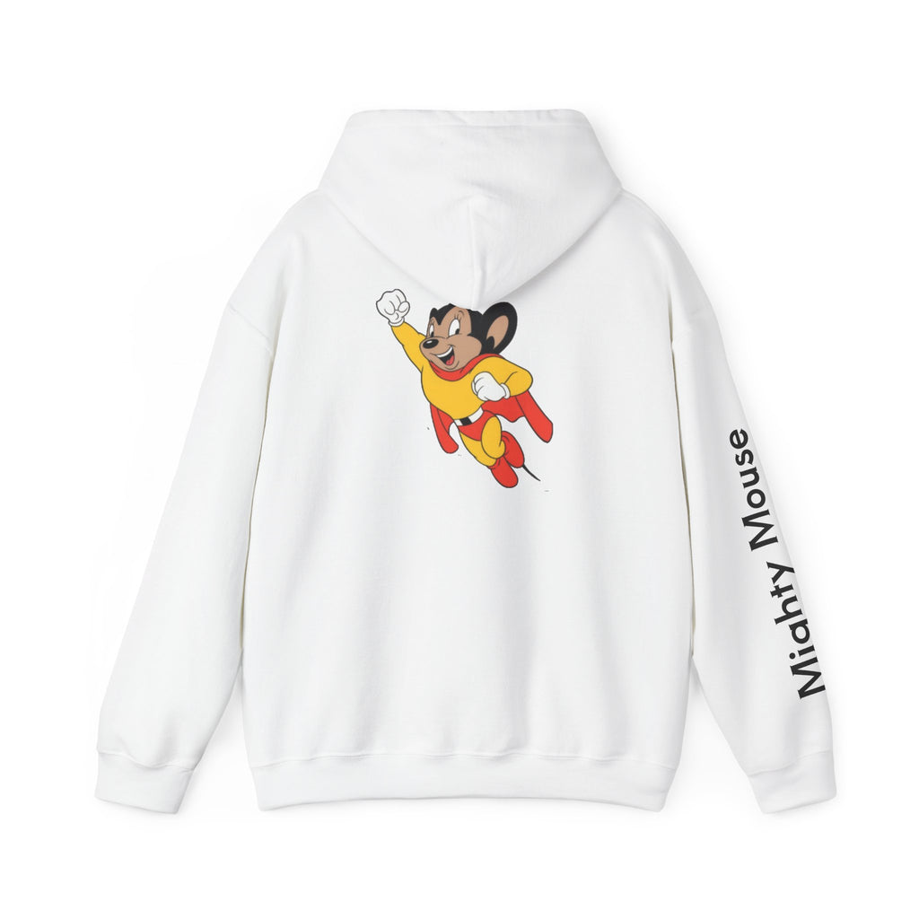 Cartoon Mouse Superhero Hoodie — Retro Flying Mouse Graphic Sweatshirt