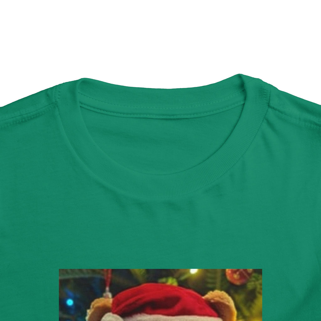 Toddler Tee — Christmas Teddy Bear with Santa Hat Holiday Shirt