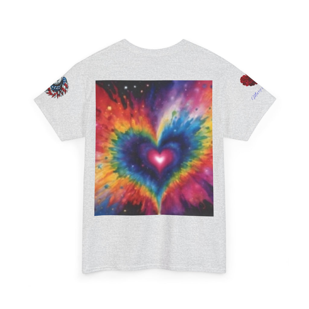 Mary Jordan Colorful Animal Print Patriotic Heart T-shirt