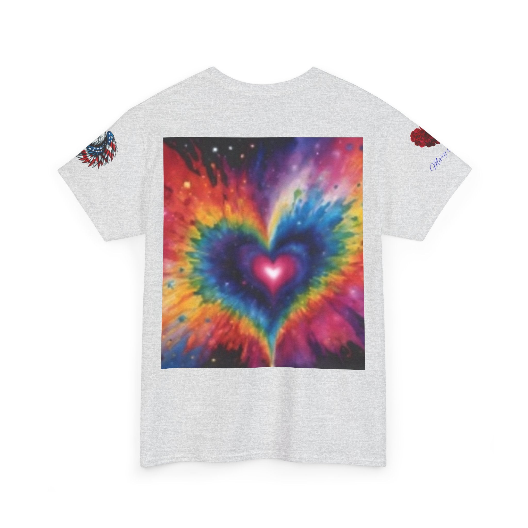 Mary Jordan Colorful Animal Print Patriotic Heart T-shirt