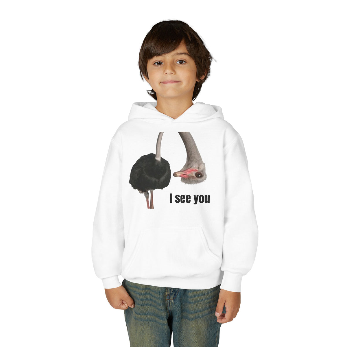 Youth Hoodie – Cute Ostrich I See You Pullover