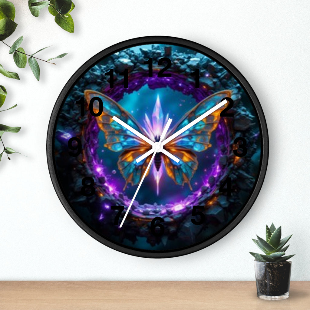Mystic Butterfly Wall Clock — Neon Fantasy Home Decor