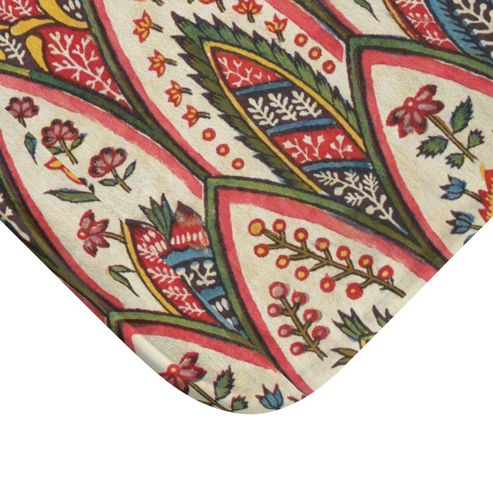 Botanical Paisley Bath Mat — Vintage Floral Pattern Rug for Bathroom