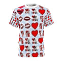 Valentine Hearts & Kisses Tee — All-Over Print Love Shirt