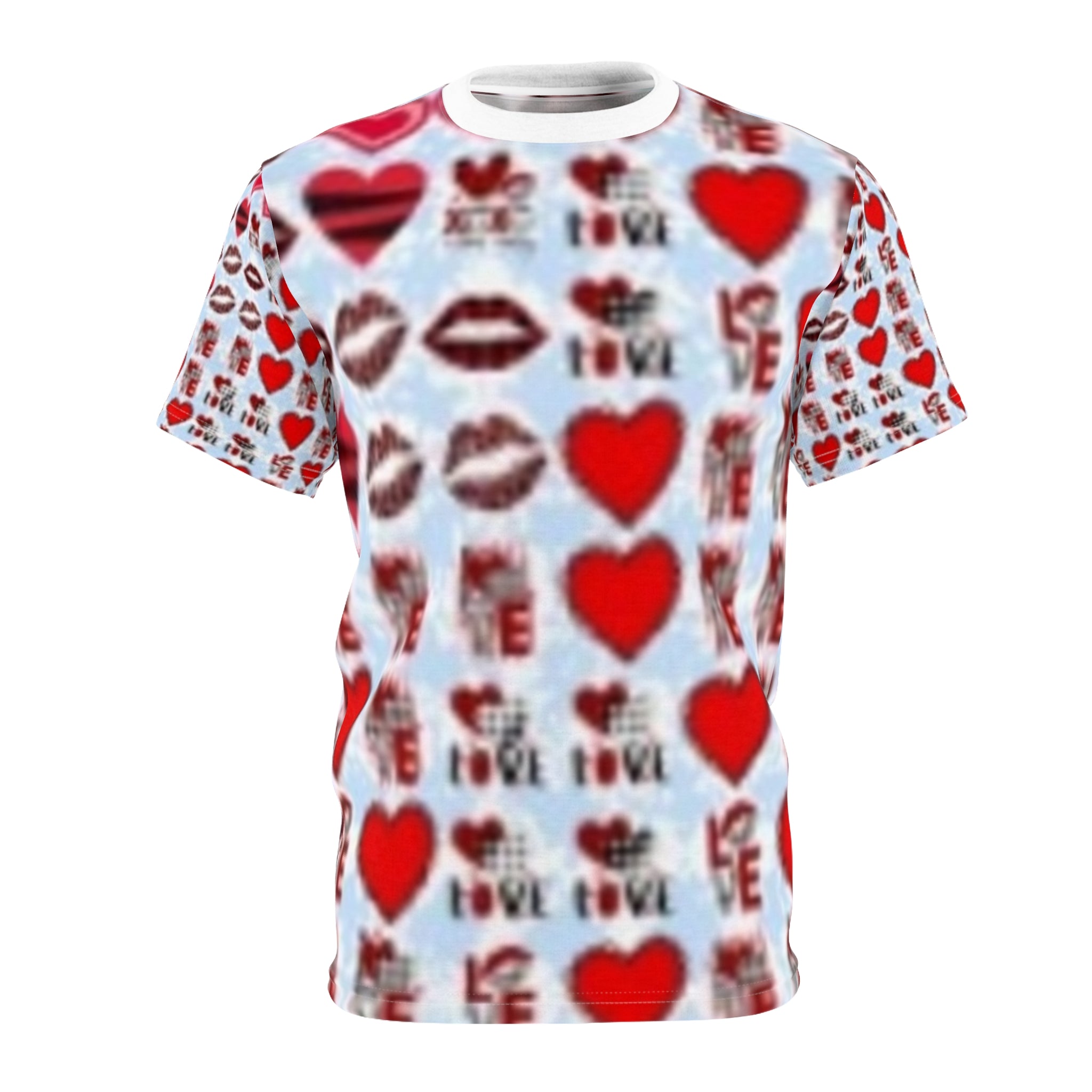 Valentine Hearts & Kisses Tee — All-Over Print Love Shirt