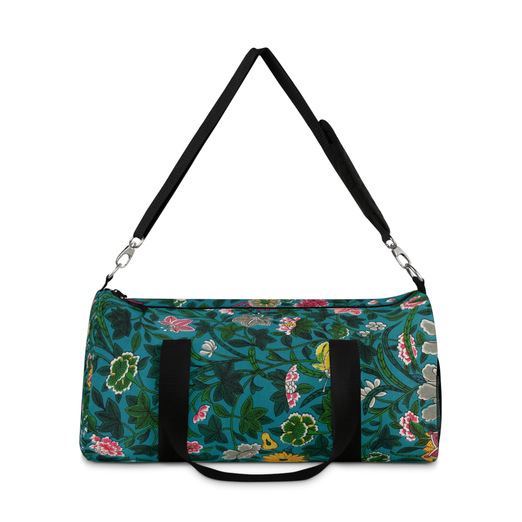 Floral Garden Duffel Bag – Teal Vintage Flower Travel Gym Bag