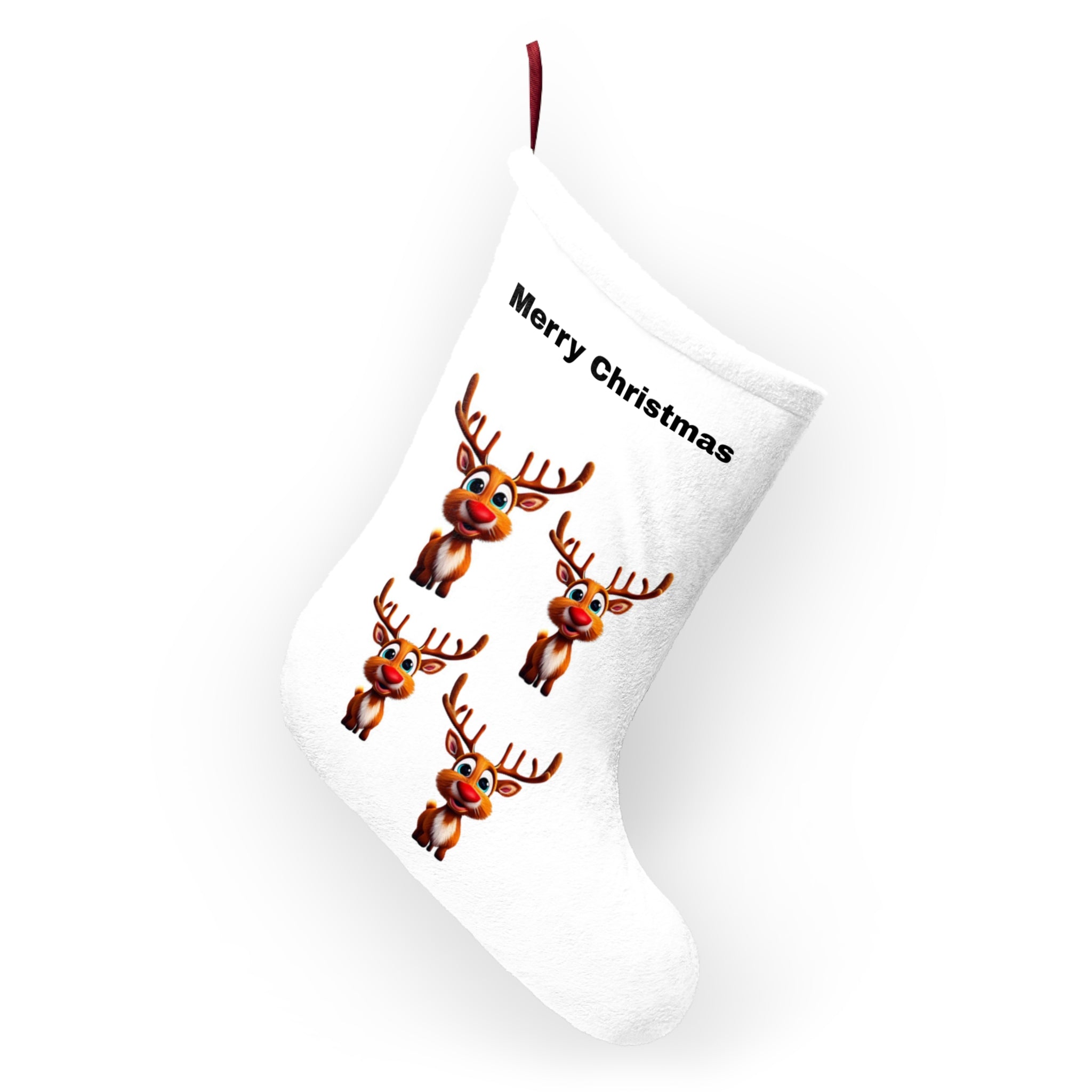 Cute Reindeer Christmas Stocking – Plush Holiday Stocking for Kids
