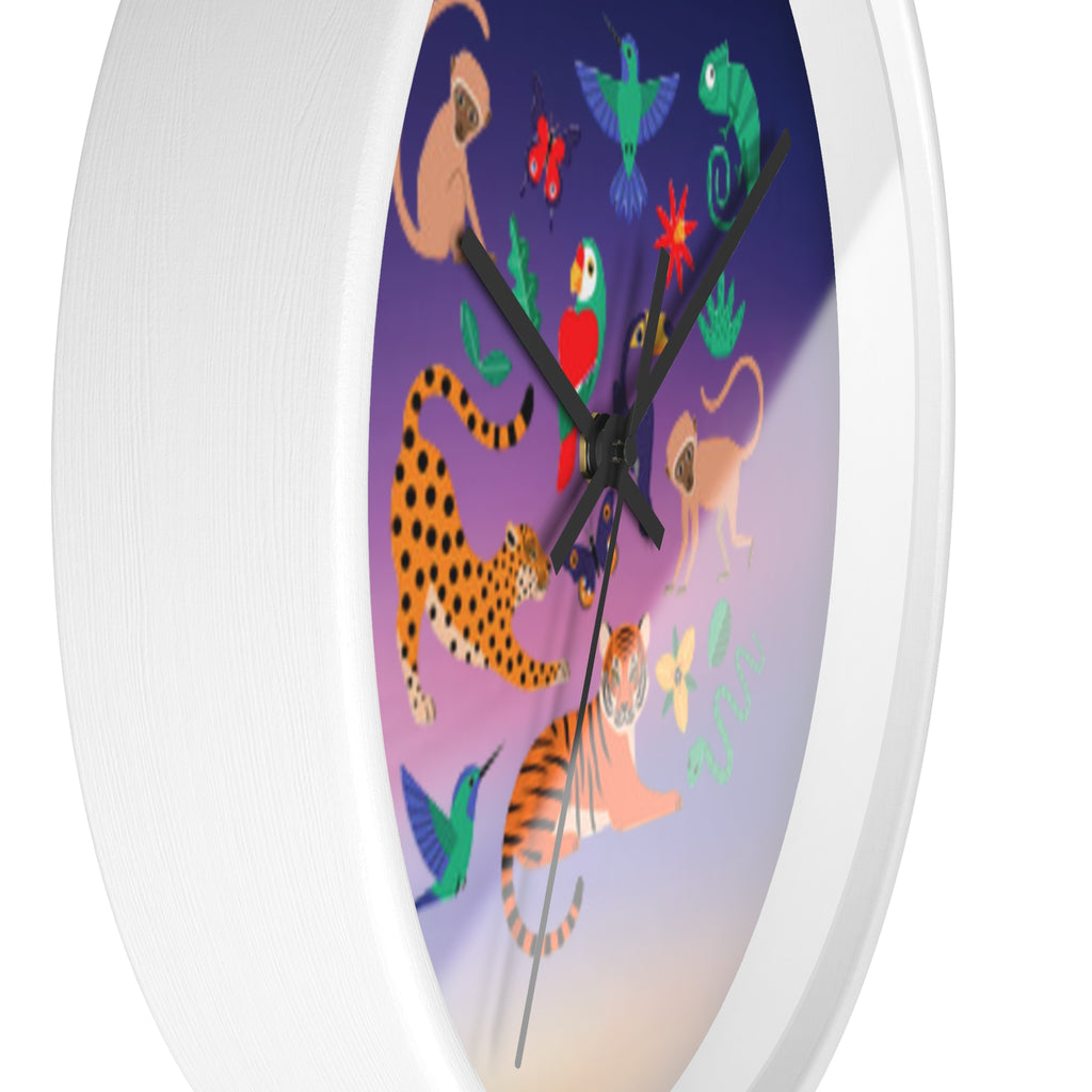 Jungle Friends Wall Clock — Colorful Tropical Animal Decorative Clock