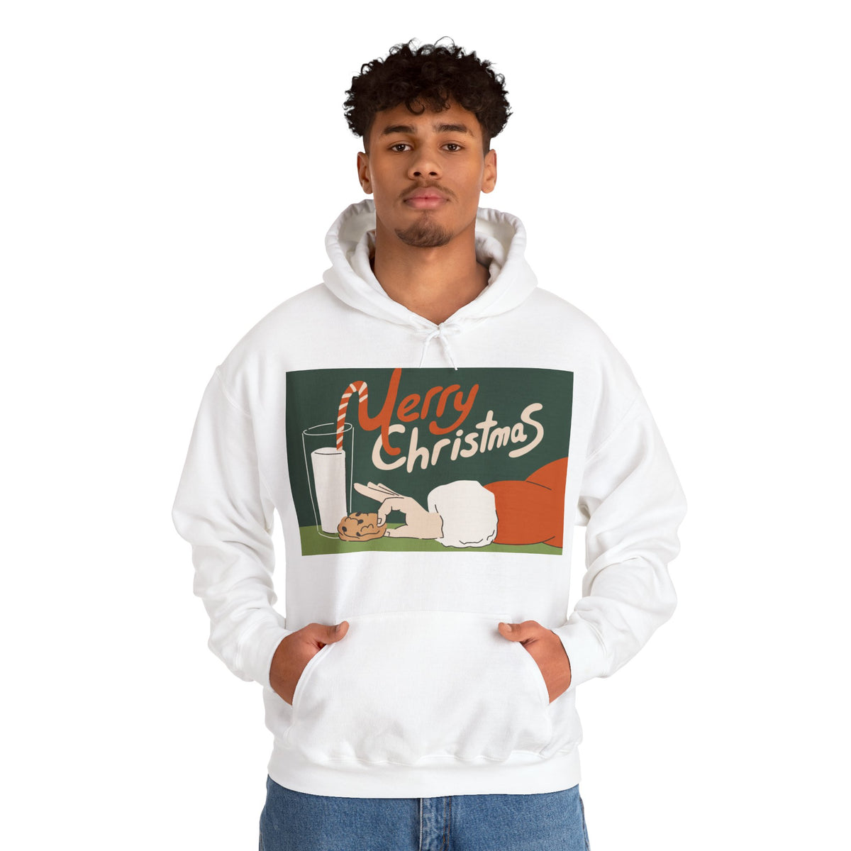 Merry Christmas Cookie & Milk Hoodie — Retro Holiday Sweatshirt