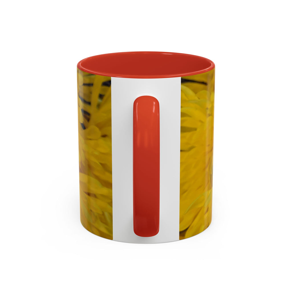 Yellow Chrysanthemum Accent Coffee Mug — Floral 11/15oz Tea Cup