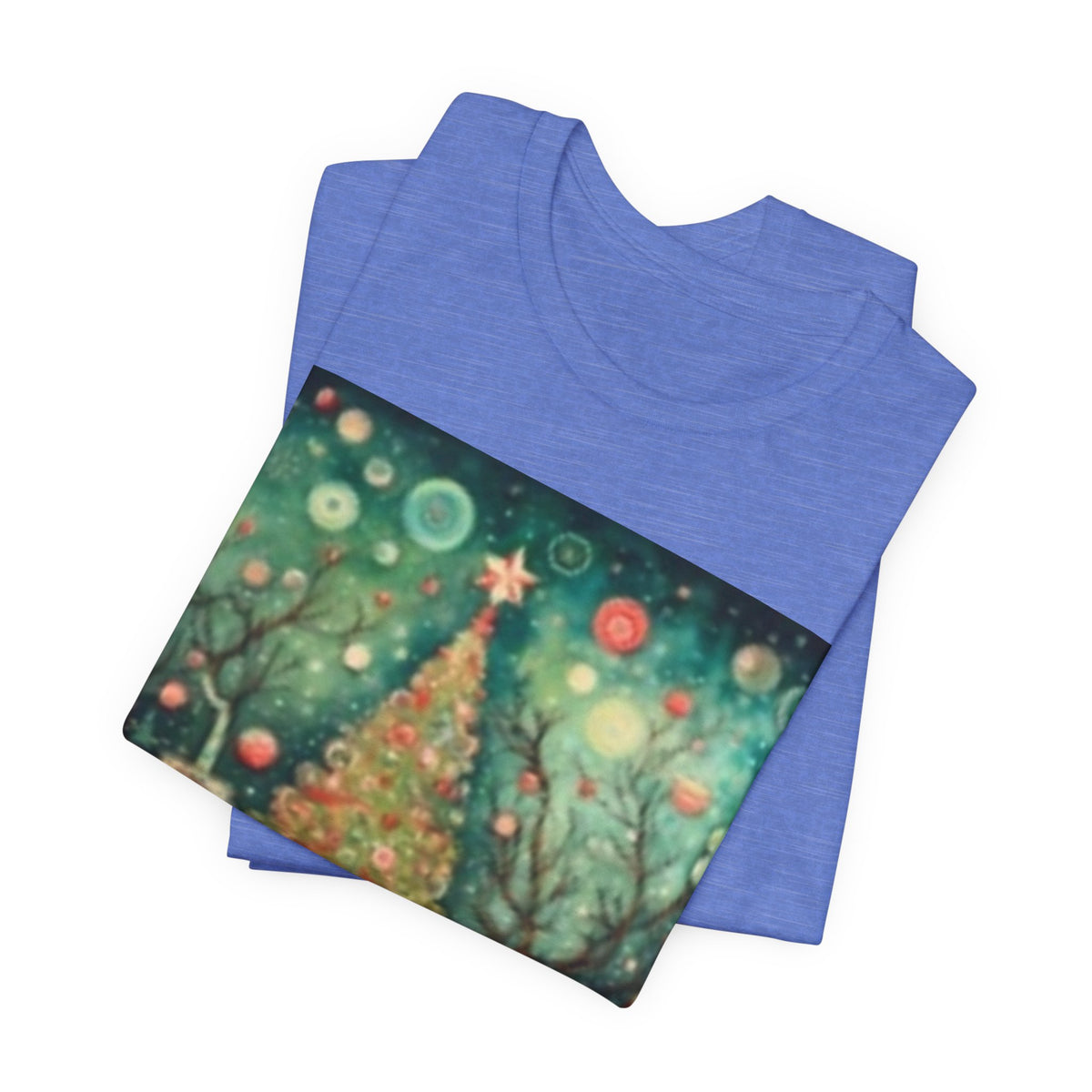 Christmas Tree Vintage Scene Tee — Holiday Village Carriage Design