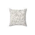 Decorative Square Pillow — Floral Outline & Vibrant Leopard Purple Green Patterns