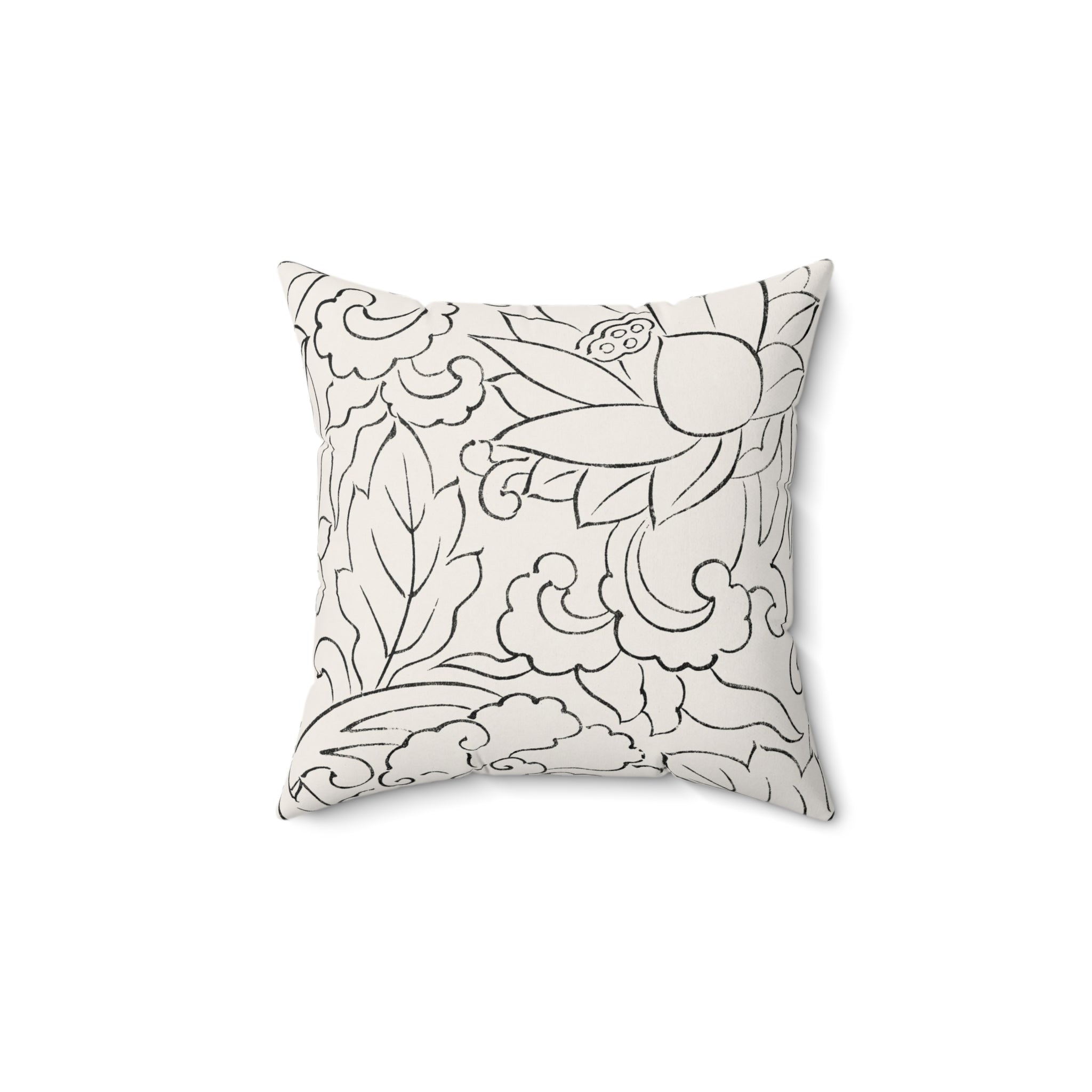 Decorative Square Pillow — Floral Outline & Vibrant Leopard Purple Green Patterns