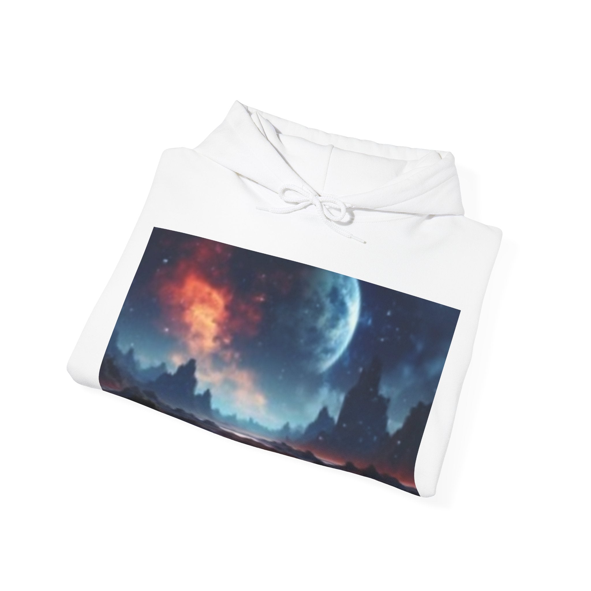 Alien Landscape Hoodie — Cosmic Moonscape & Green Alien Graphic Sweatshirt