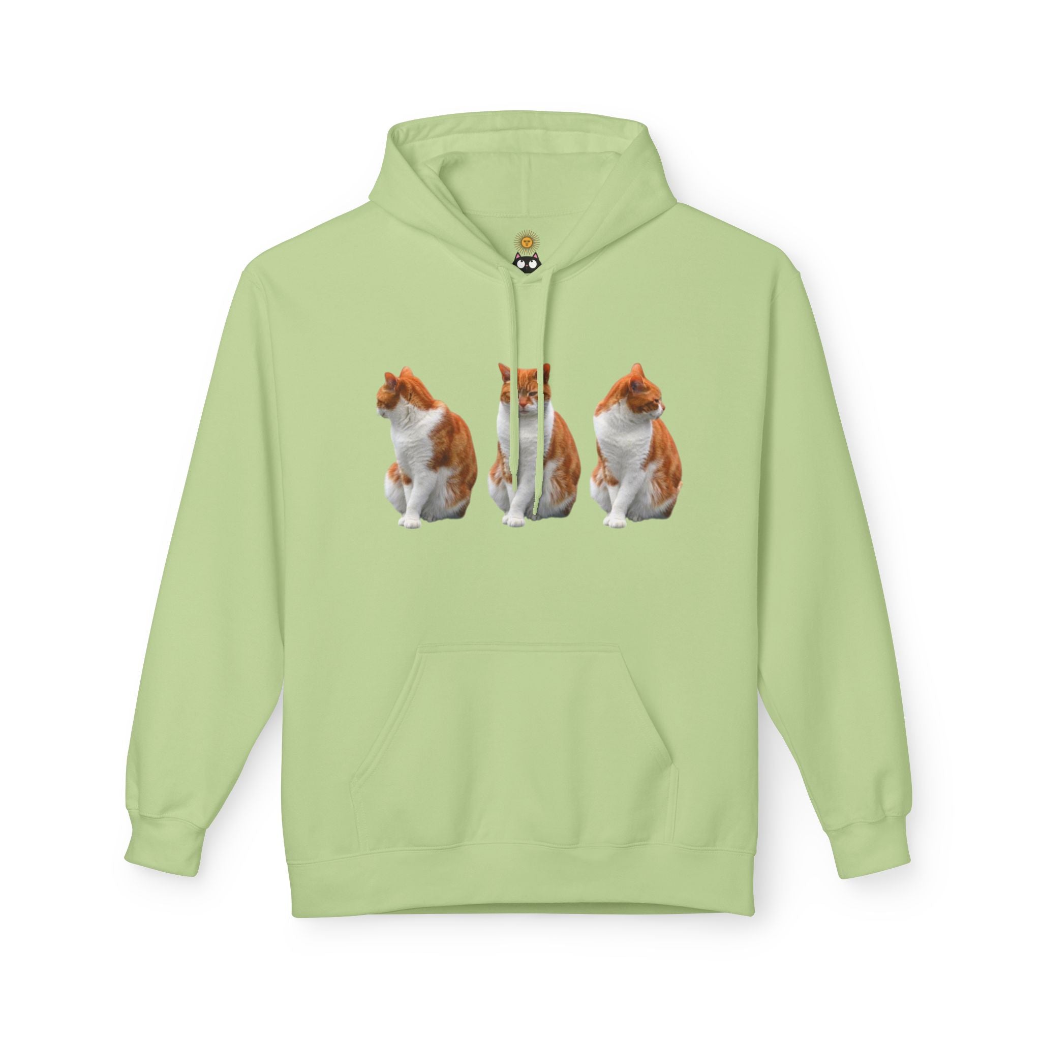Sweat à capuche pour femmes trio de chats mignons – Imprimé fantaisiste chats orange et noir