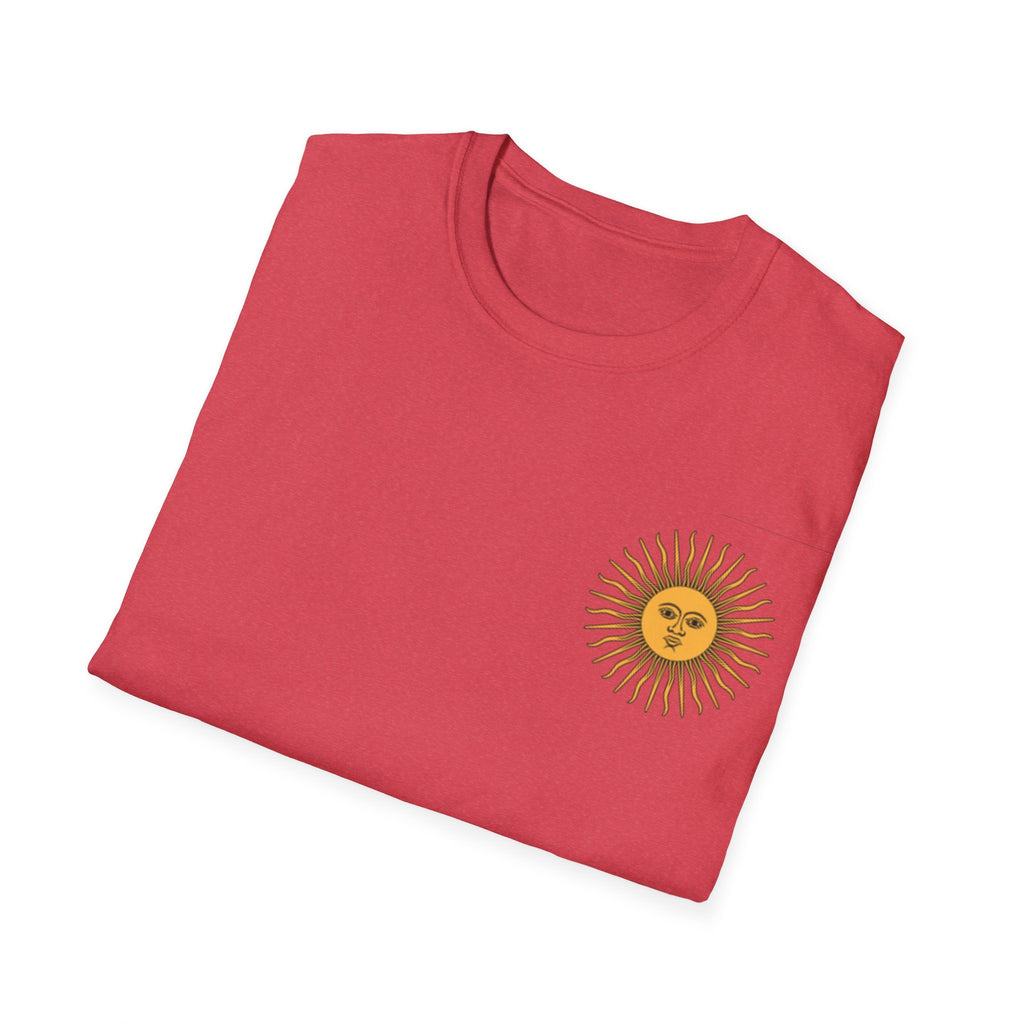 Sun Face Pocket Tee with Abstract Red Fox Back Print