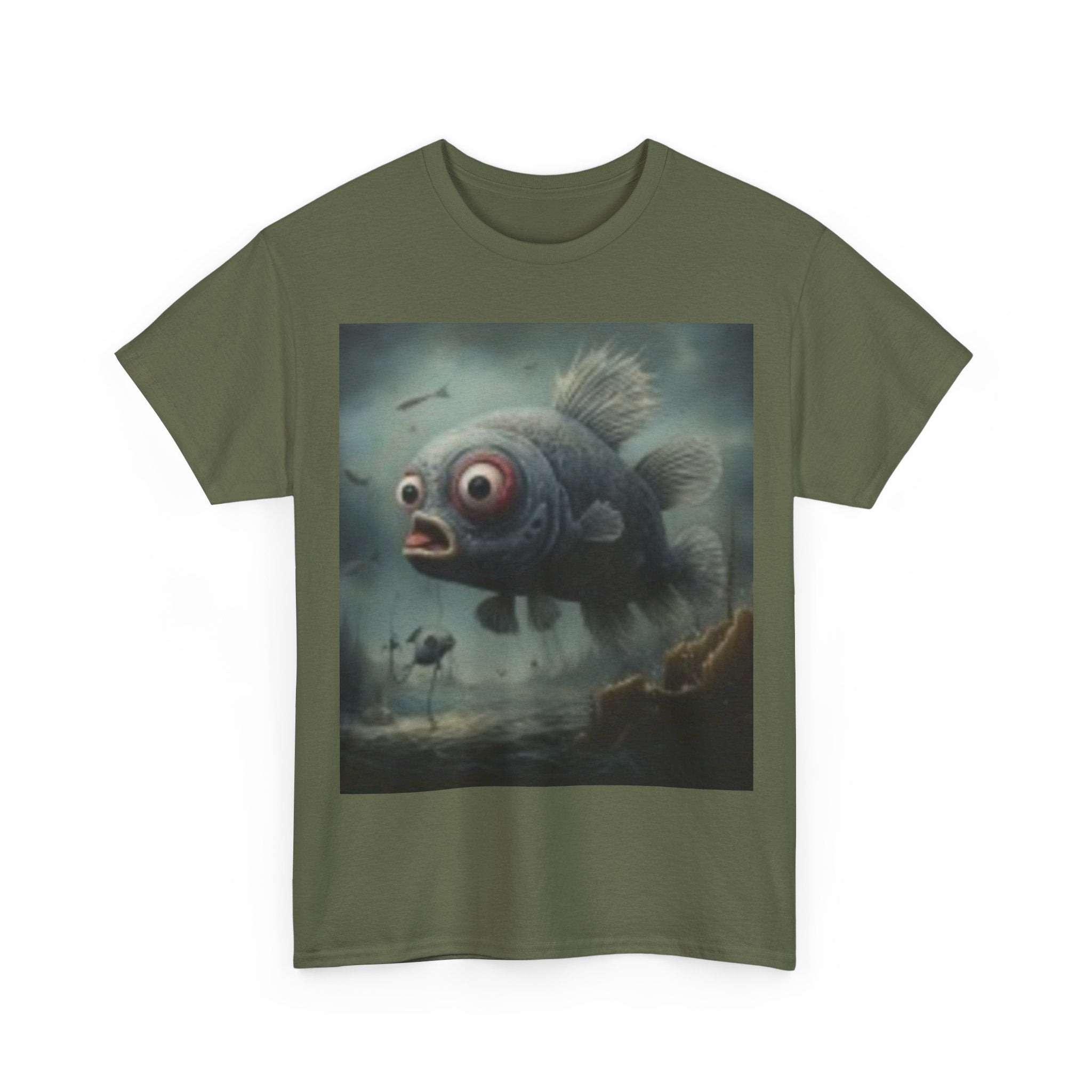 Surreal Big-Eyed Fish T-Shirt — Moody Underwater Art Tee