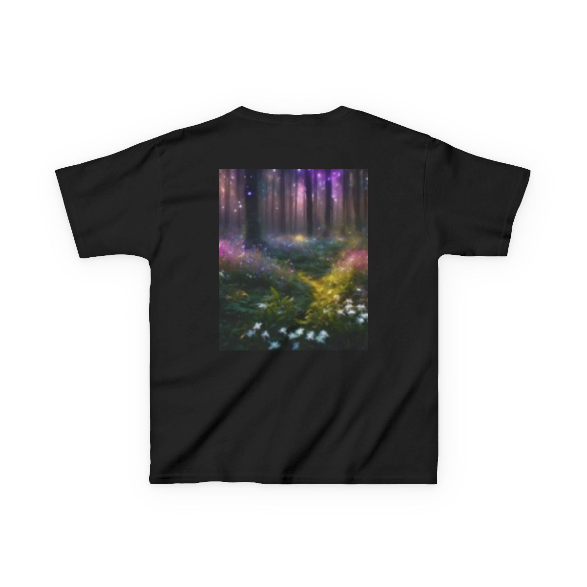 Kids T-shirt— Cute Frankenstein Face Front & Enchanted Forest Back