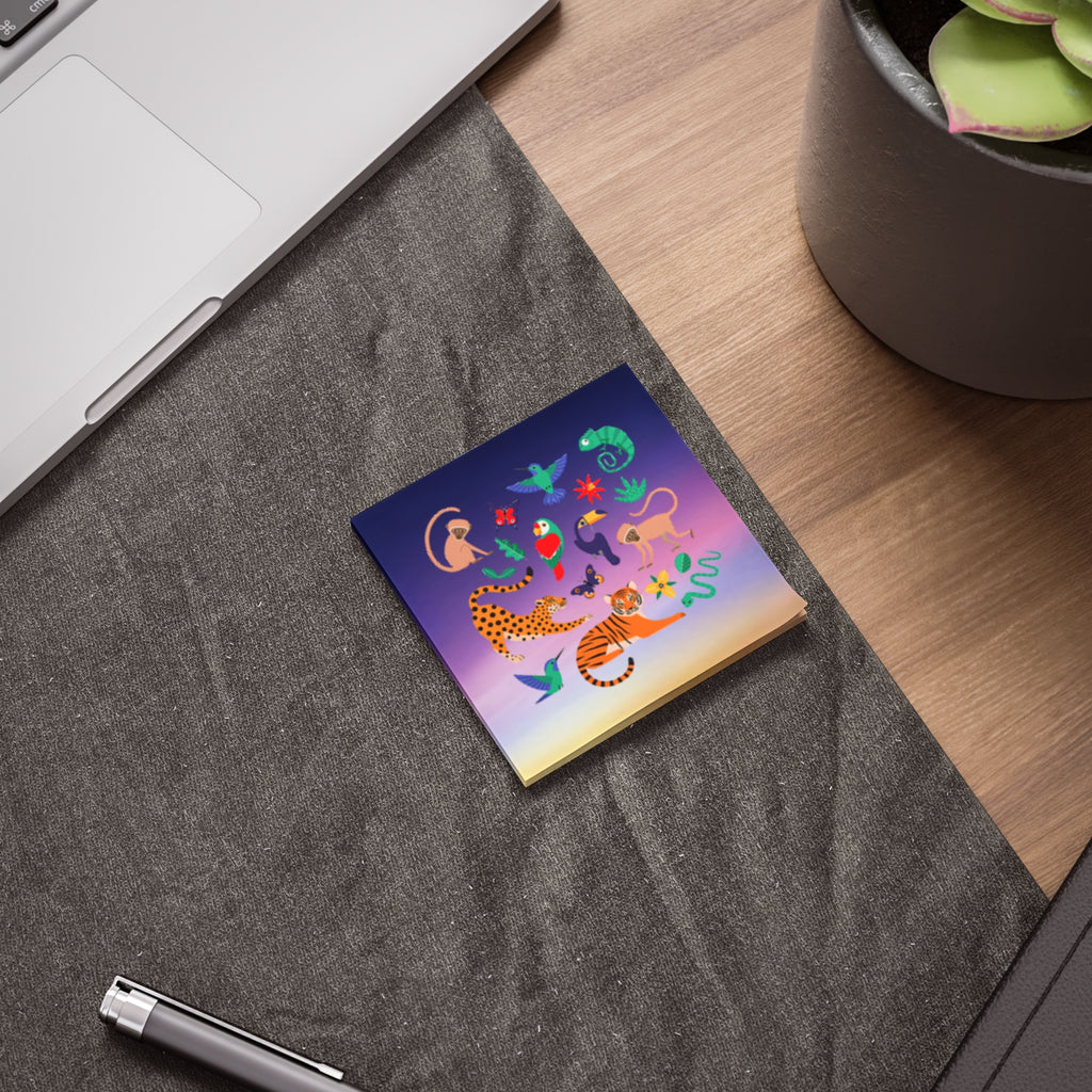 Jungle Animals Post-it Note Pads — Tropical Tiger, Parrot & Monkey Sticky Notes