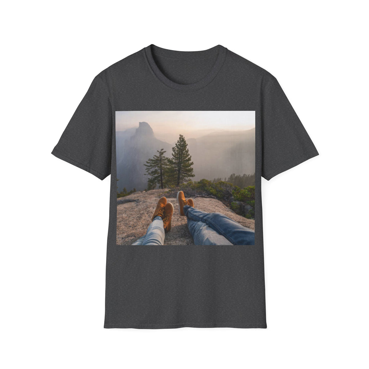 Relaxing after climbing a Mountain T-Shirt — Scenic Mountain View T-shirt
