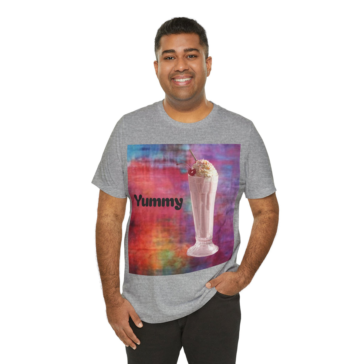 Yummy Strawberry Milkshake Tee - Retro Colorful Ice Cream Soda Graphic T-Shirt
