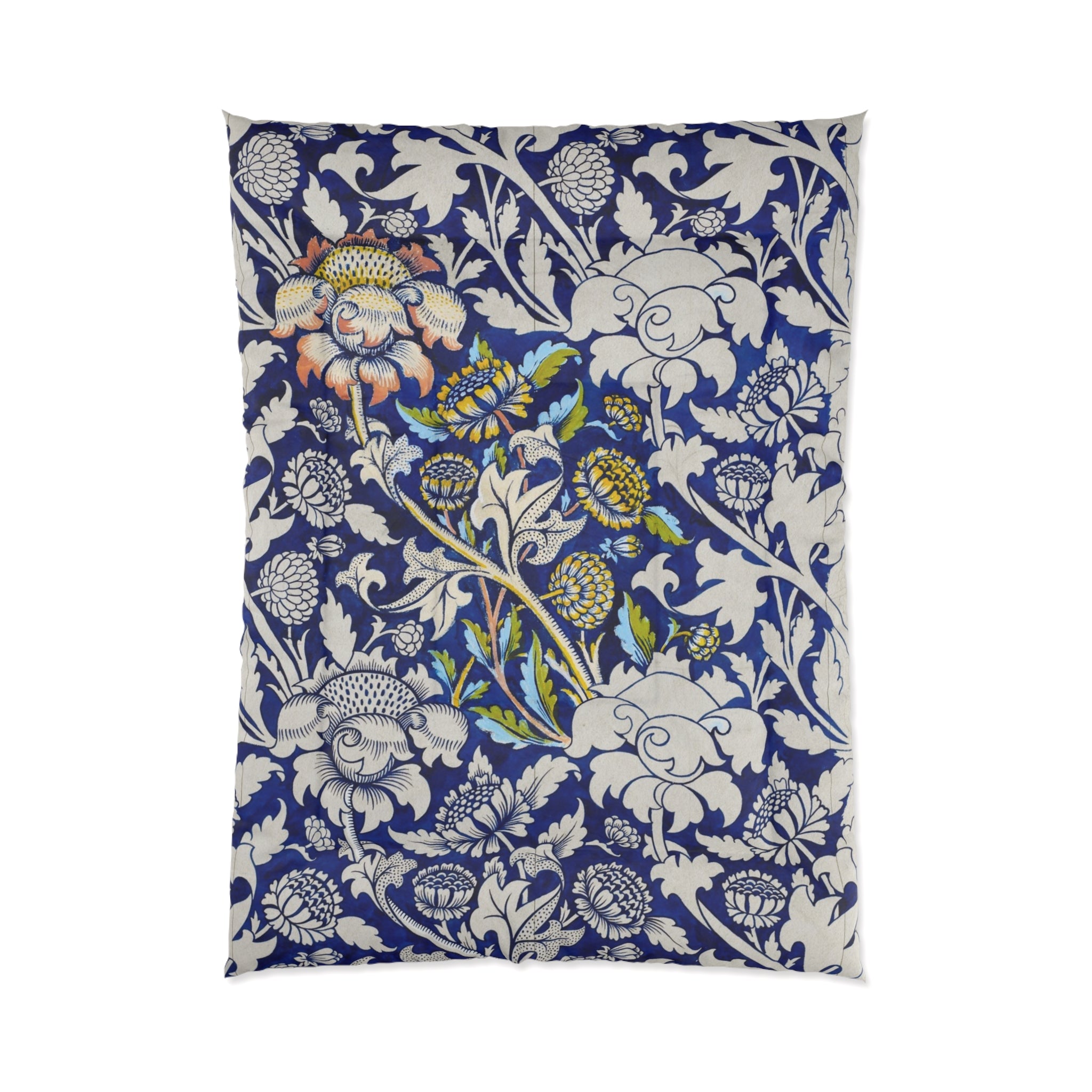 Blue Floral Vine Comforter – Vintage Botanical Pattern Bedding