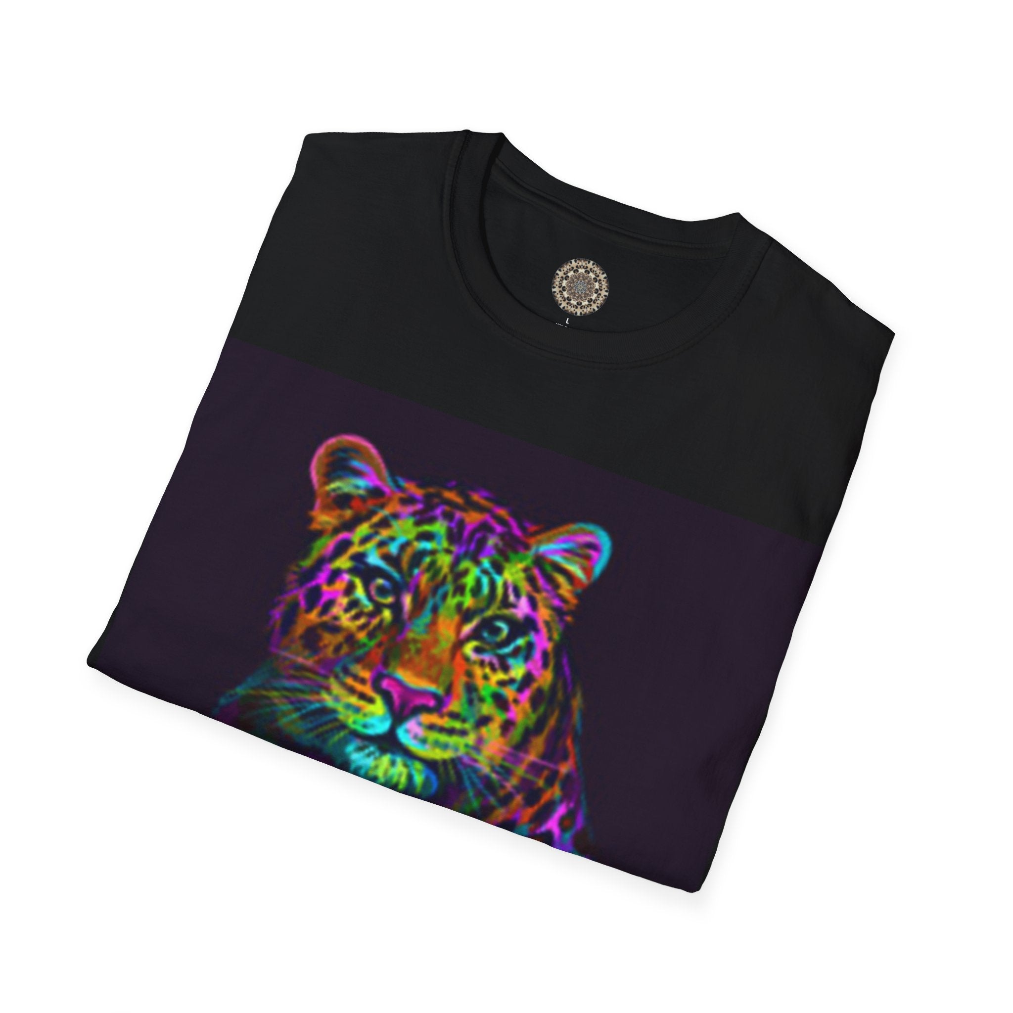 Leopard Art T-Shirt — Neon Rainbow Big Cat Graphic Tee