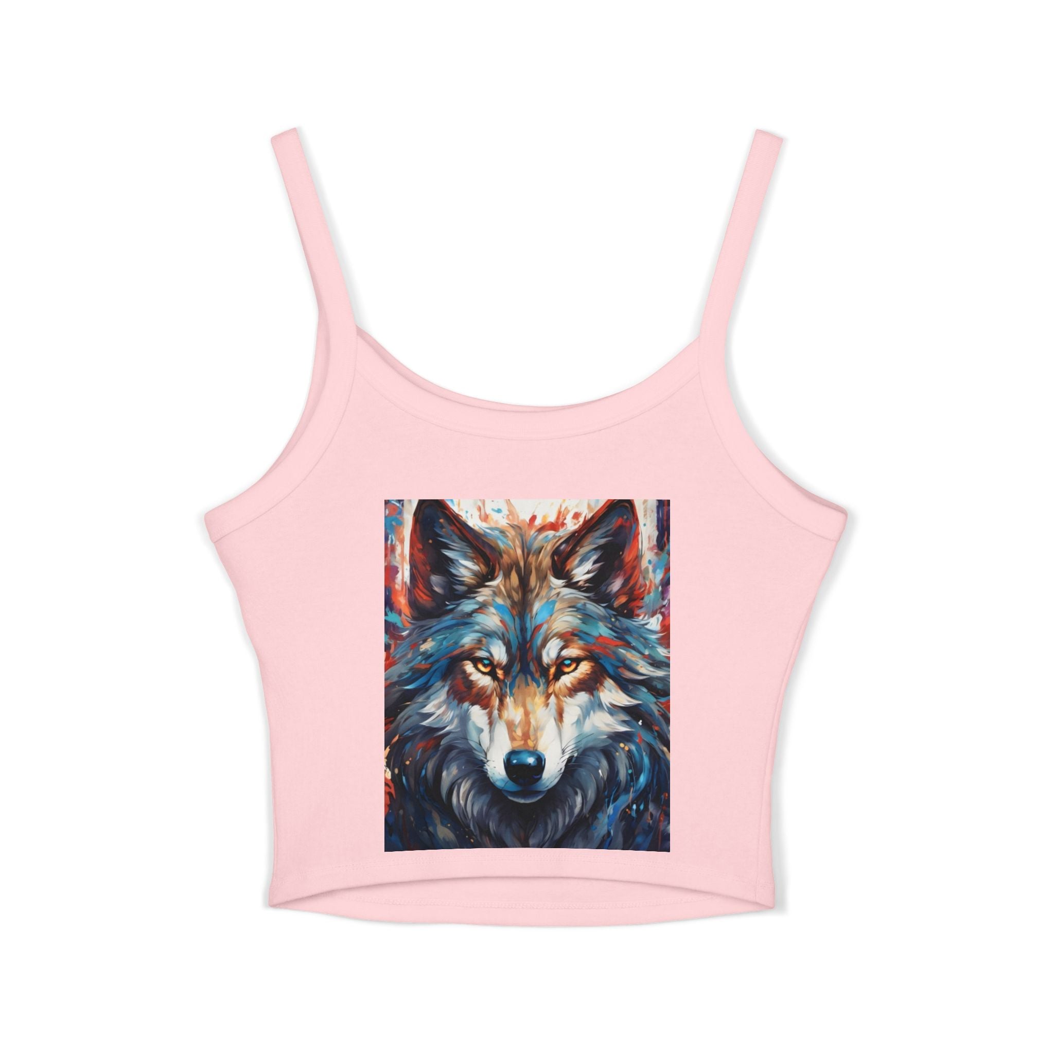 Wolf Spirit Crop Tank — Boho Native-Inspired Women's Spaghetti Strap Top