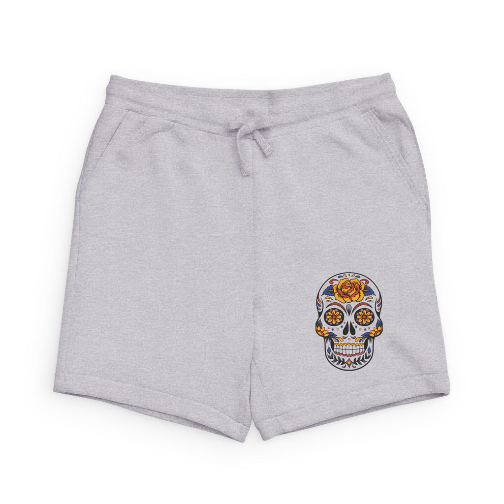 Day of the Dead Sugar Skull Sweatshorts — Floral Calavera Black Shorts