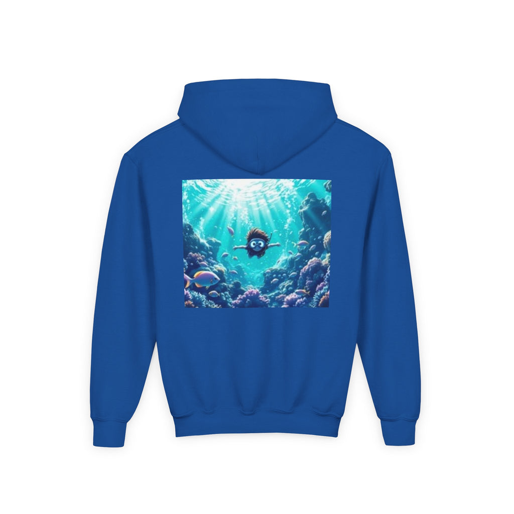 Youth Hoodie with Vintage Octopus & Underwater Scene — Kids Ocean Crew Pullover