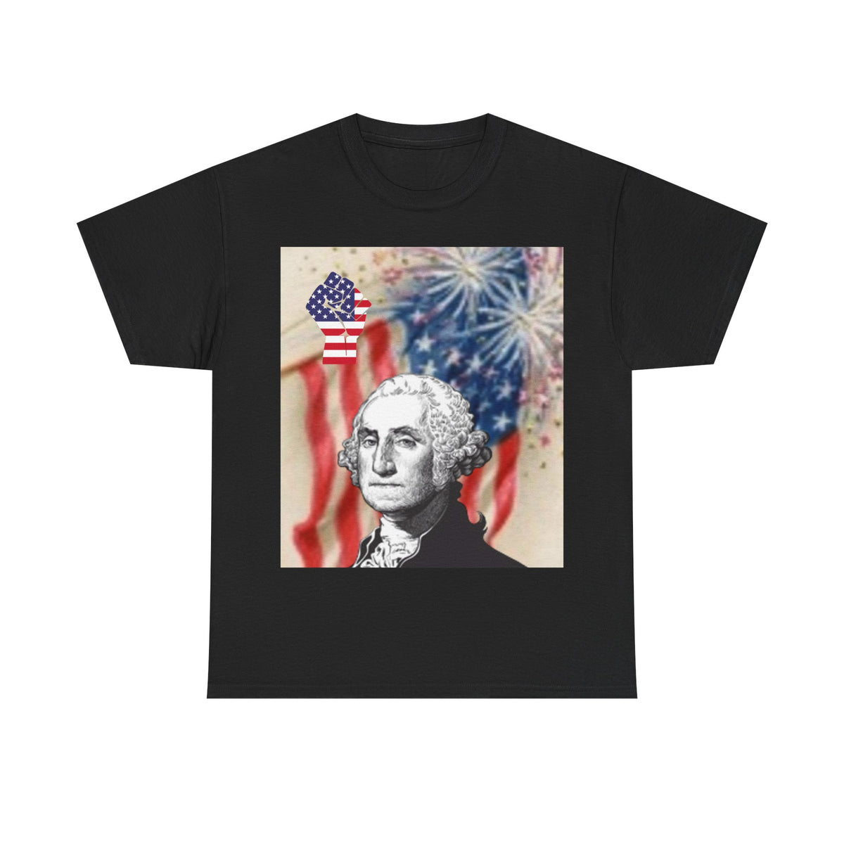 Patriotic George Washington & Facts Tee — American Flag & Fireworks 4th of July Shirt