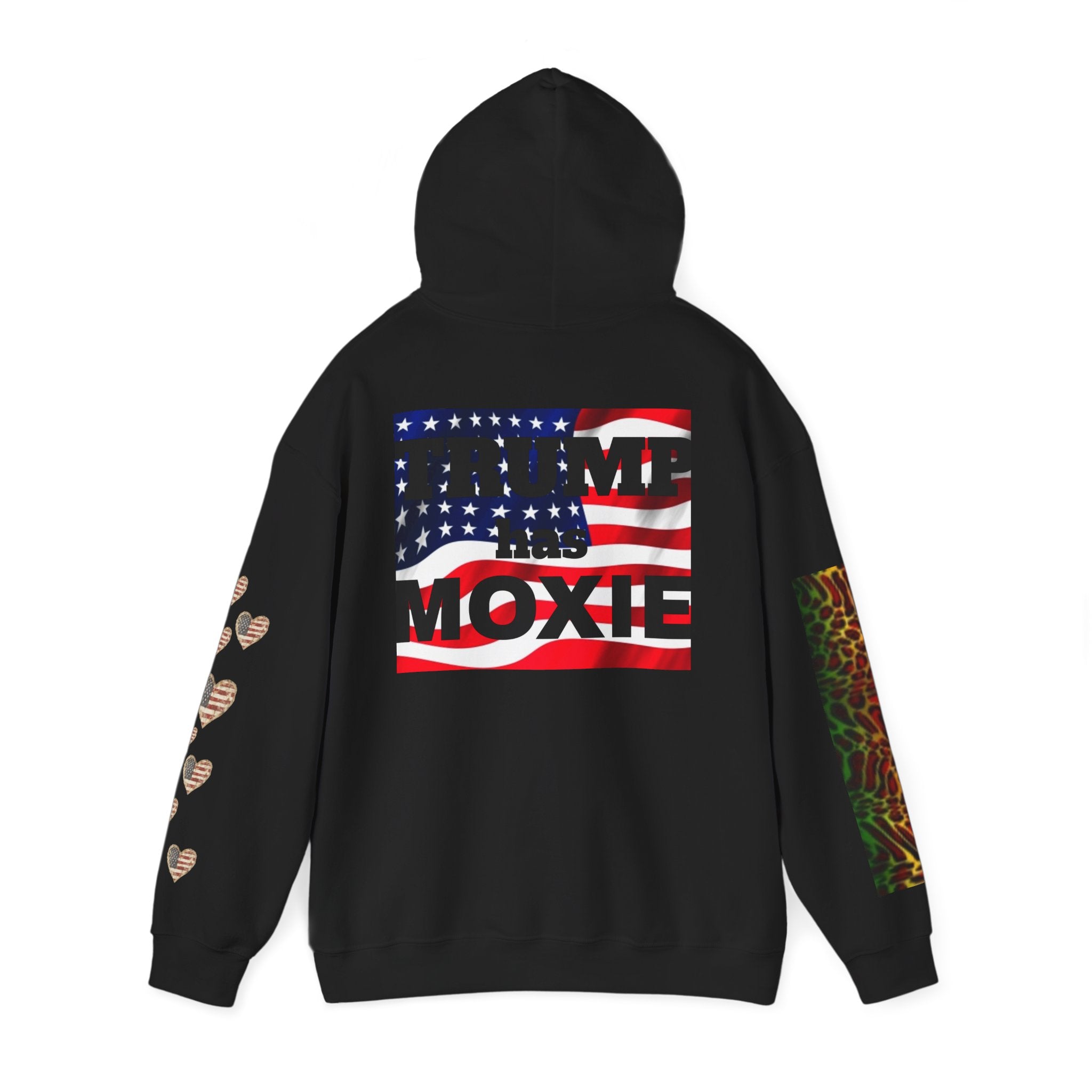 TRUMP has MOXIE American Flag  Graphic Hoodie — Patriotic Fist Design