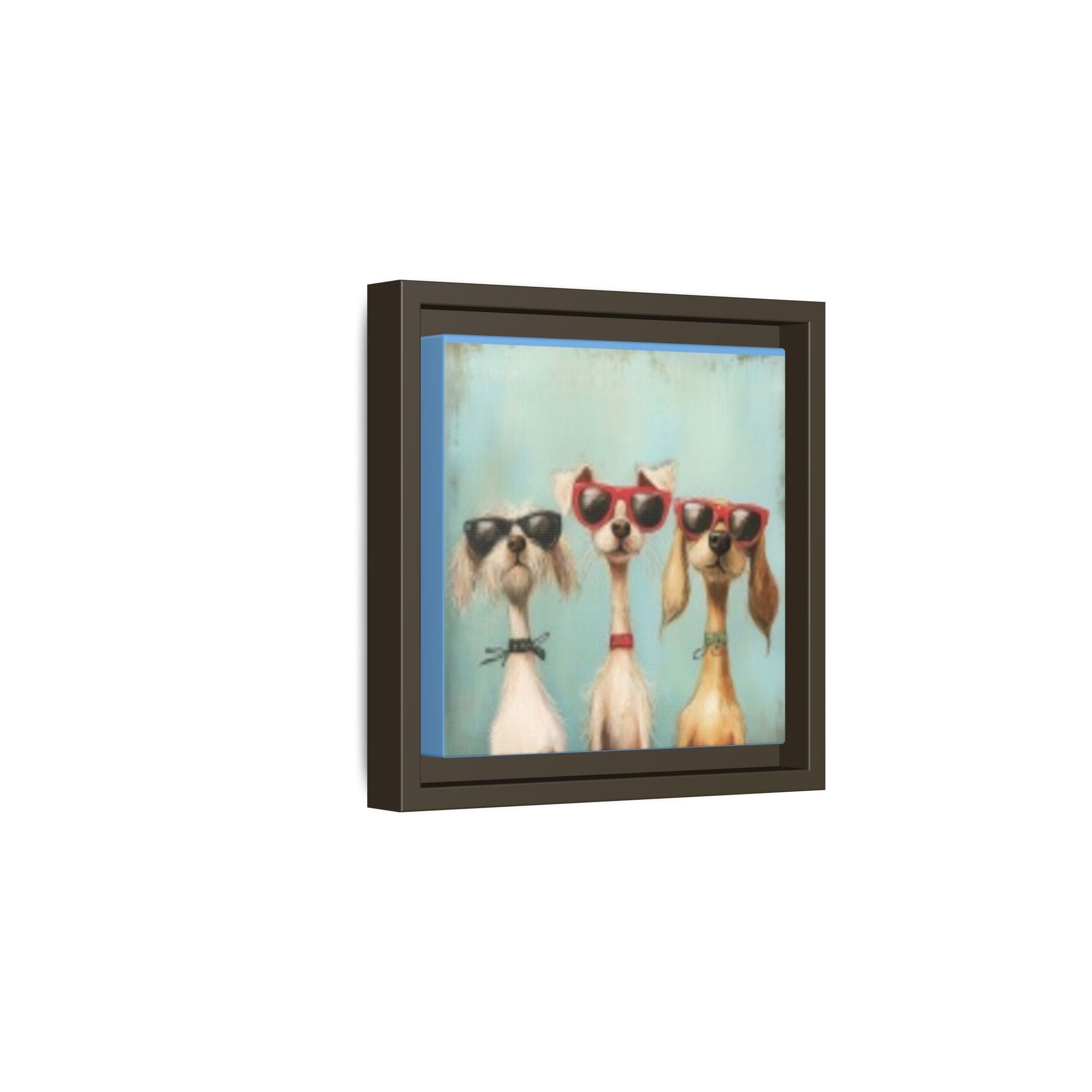 Framed Matte Canvas — Three Cool Dogs in Sunglasses Wall Art