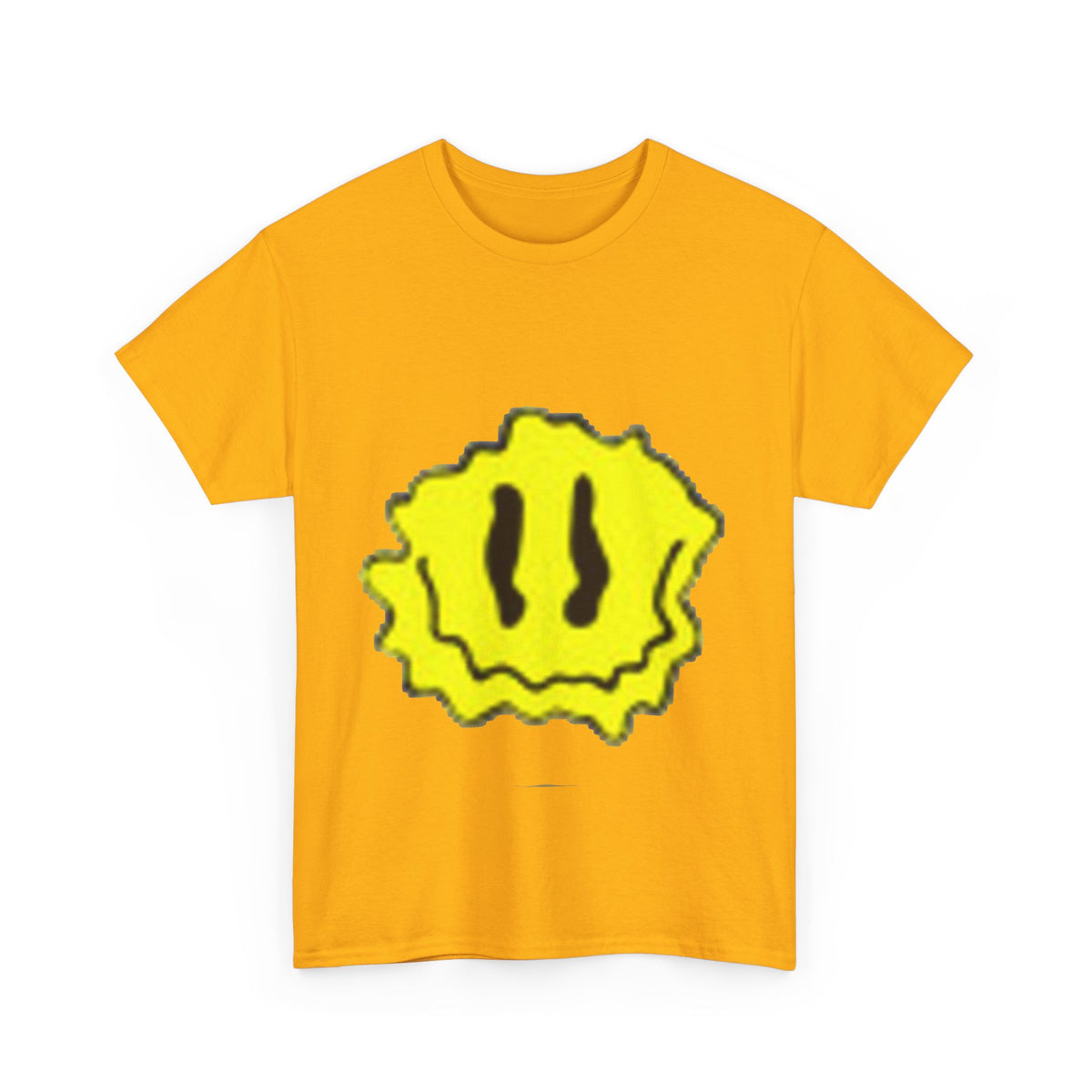 Yellow Grunge Smiley T-Shirt — Distressed Happy Face Tee